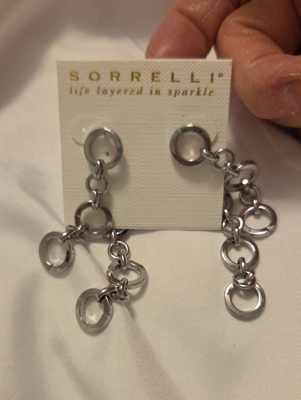 Sorrelli Shiny Silver Multi-Ring Dangle Earrings
